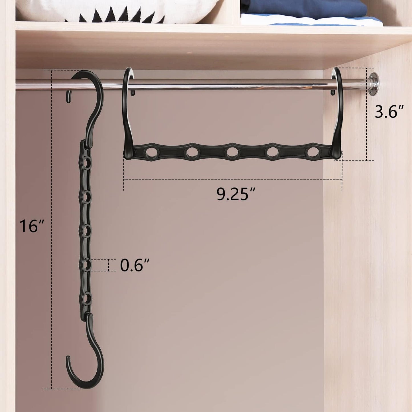 AMKUFO 6 Pack-Closet-Organizers-and-Storage, Space-Saving-Hangers Black