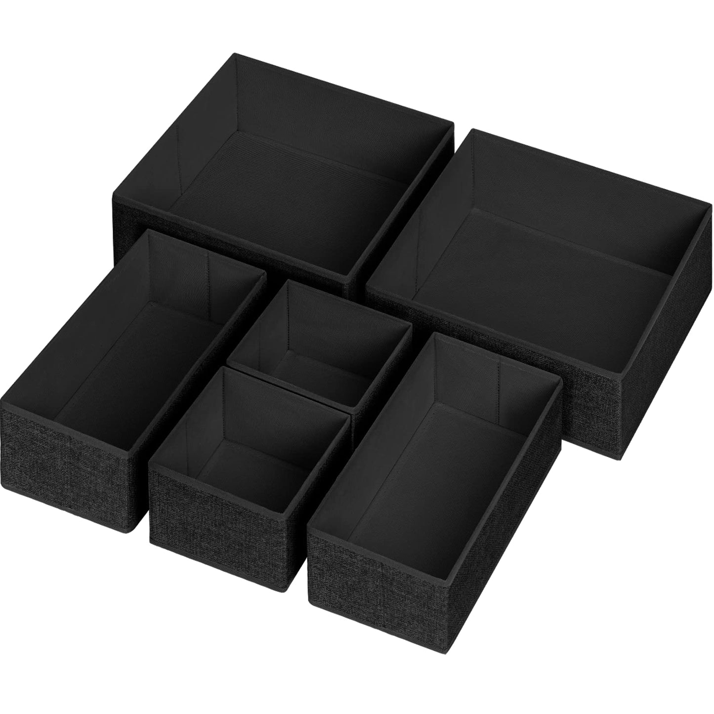 Criusia Foldable Underwear Drawer Organizer, Closet Dividers, Storage Box for Clothes, Socks (6 Bins, Gray)
