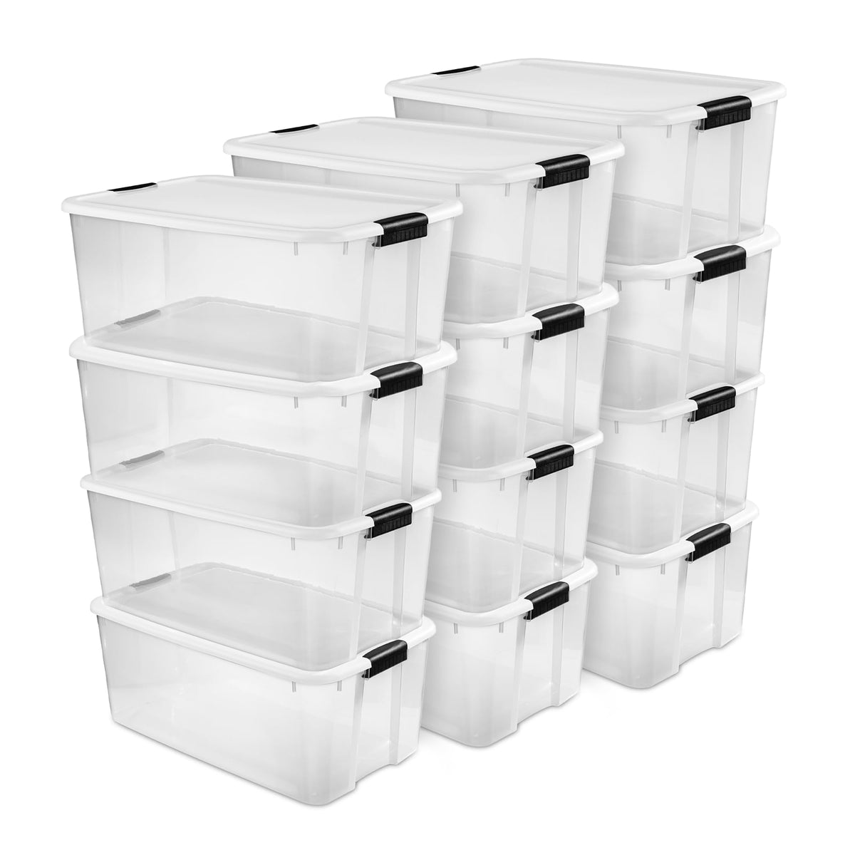Sterilite Ultra Latch Box with Lids for Home and Office, 70 Quart, 4-Pack