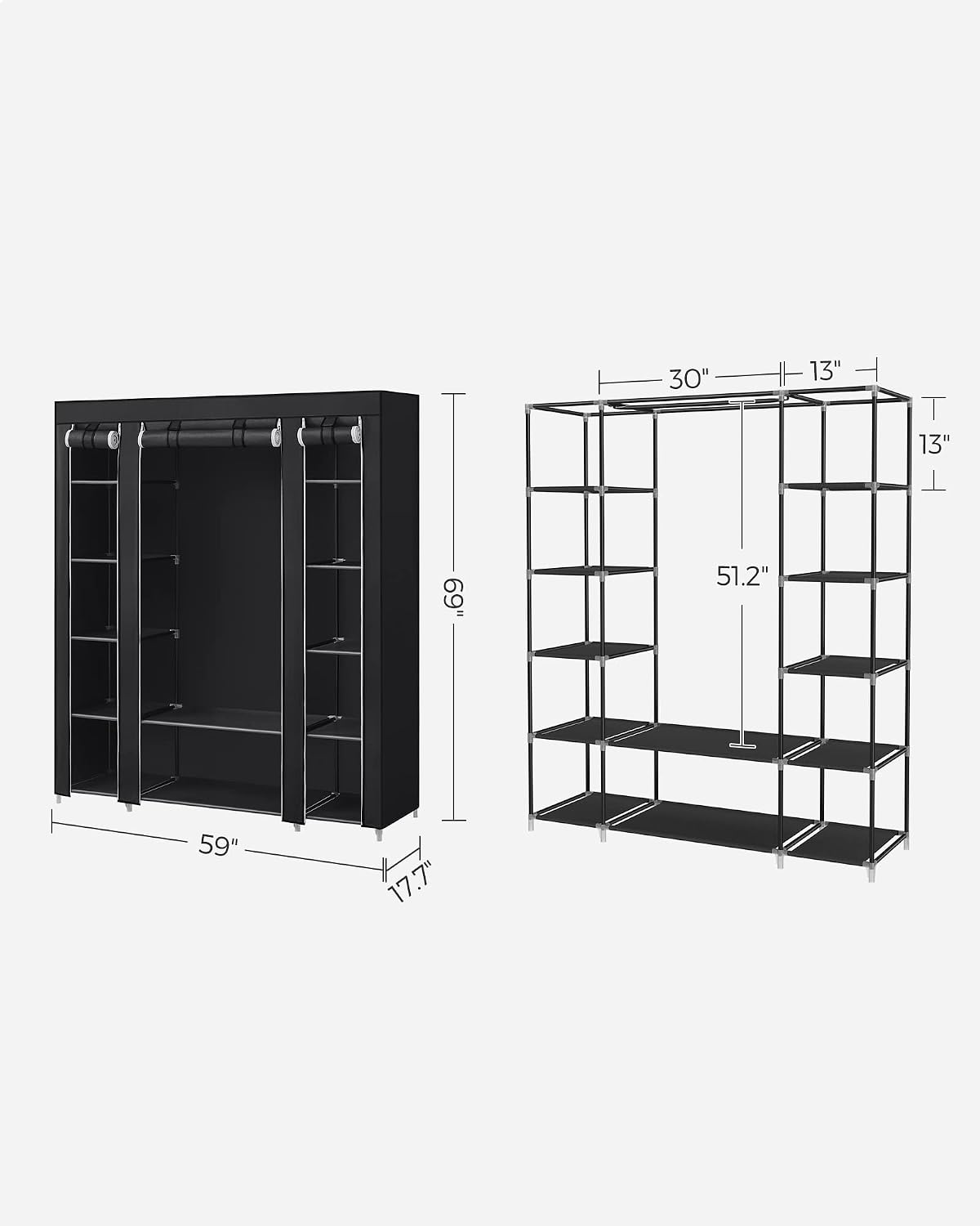 SONGMICS Closet Wardrobe, Portable Closet, Clothes Storage Organizer