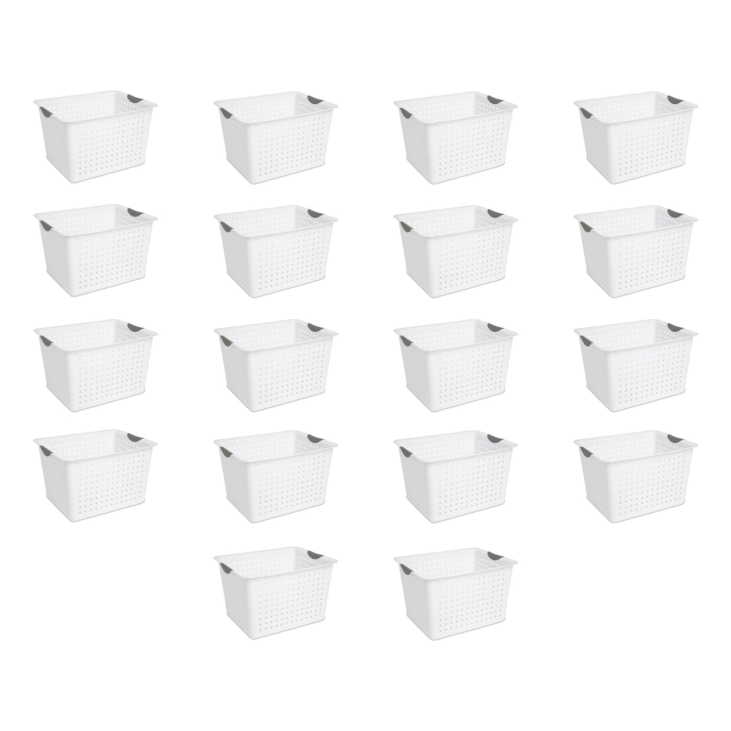 Sterilite Medium Ultra™ Basket, Open Plastic Storage Bin, White, 6 Pack