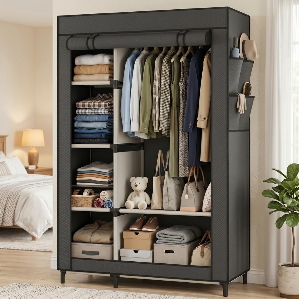 Calmootey Portable Closet Organizer, Space-Saving Storage System for Home