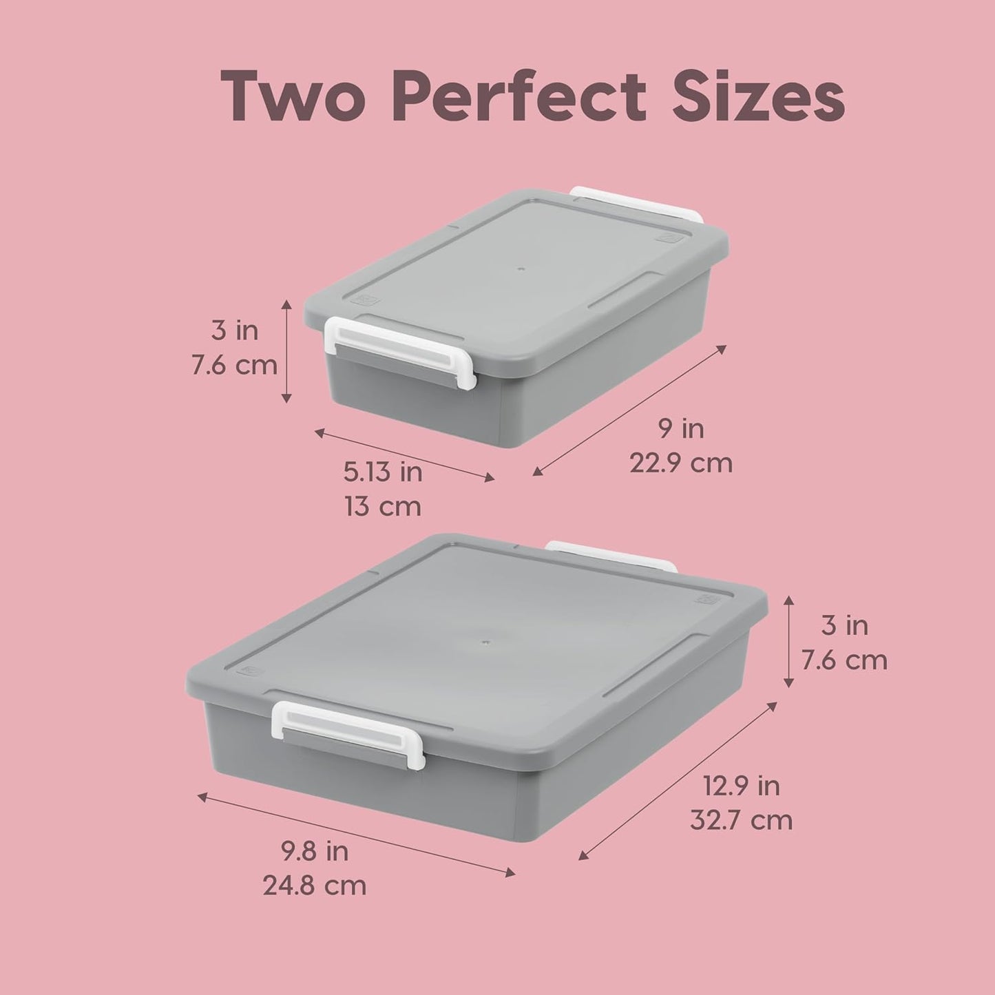 IRIS USA Storage Bins with Lids |Made in USA| 6 Qt - (2-Pack) - Gray