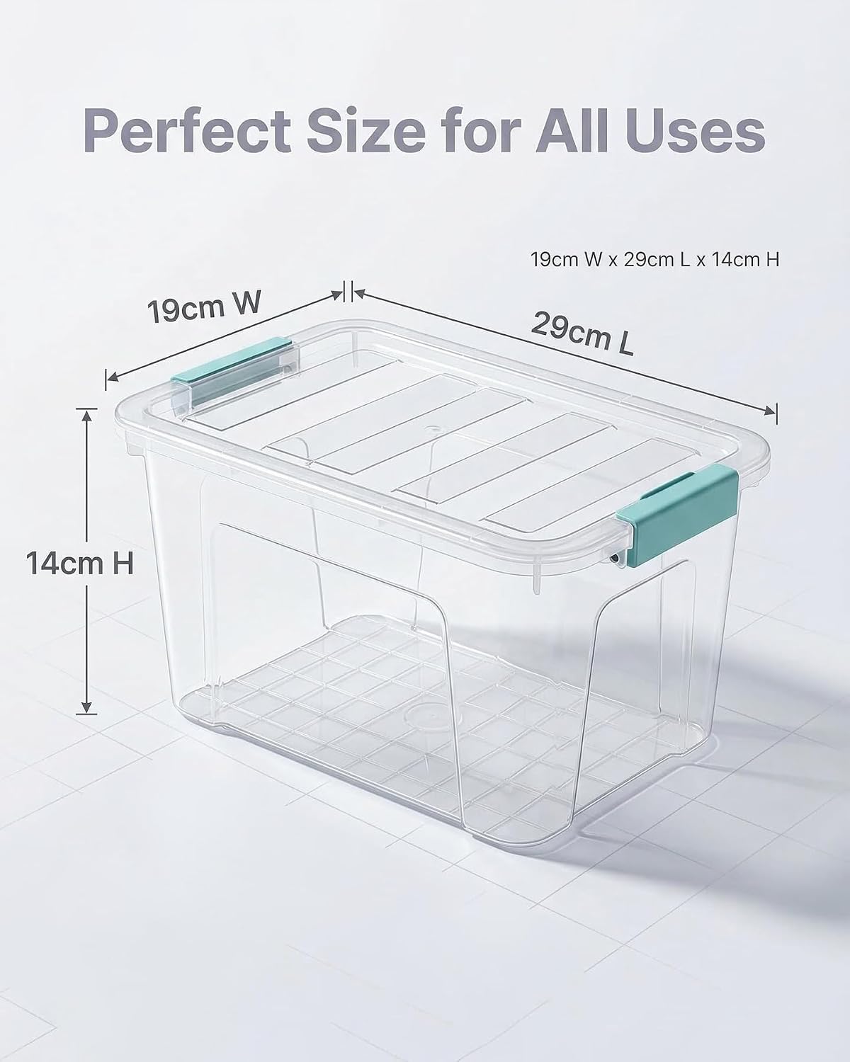 Storage Bins with Lids 6 Pack Clear Storage Containers, 7 Quart Stackable Plastic Containers with Secure Black Buckle Latch, Durable Storage Box Organizer for Pantry, Closet, Office & Classroom