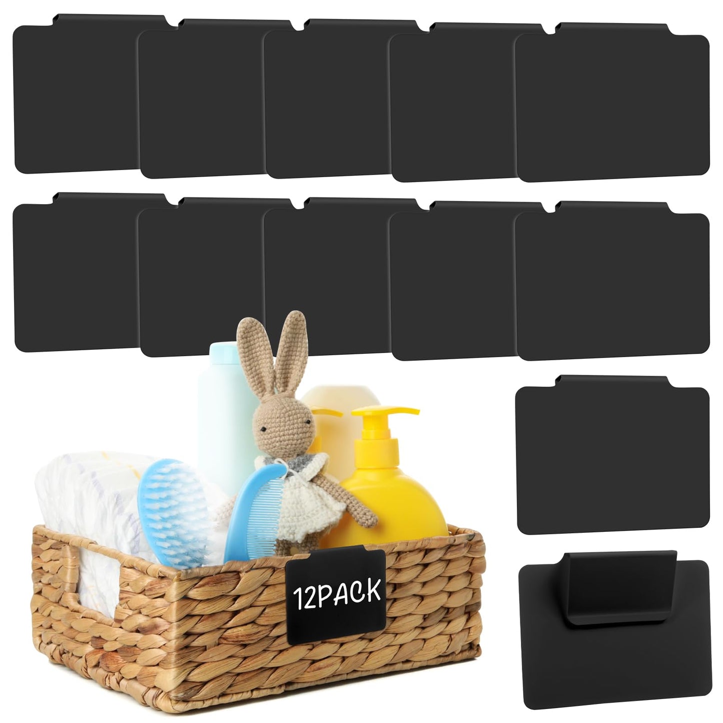 12pcs White Basket Labels Removable PVC Labels