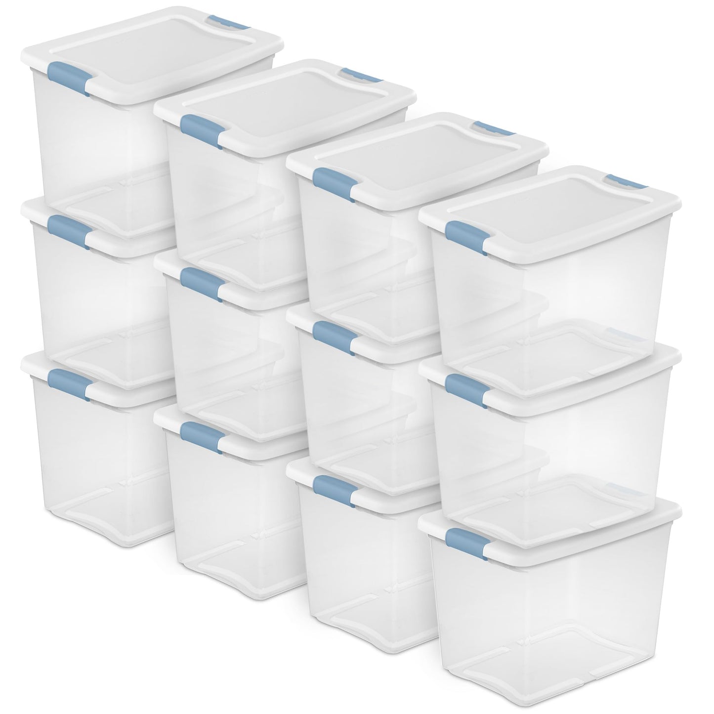 Sterilite Latching Box with Lids for Home and Office, 6 Quart, 12-Pack