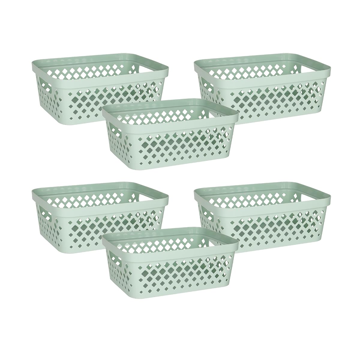 Glad Plastic Baskets for Organizing, Set of 6 | Pantry Storage for Under Counter, Linen Closet, and Bathroom | Nesting Shelf Bins with Handles, 1 Gallon, Sage
