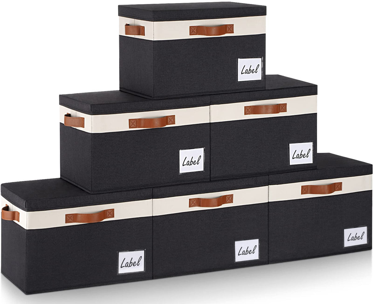 GhvyenntteS Large Fabric Storage Bins with 3 Handles, 15x11x9.6 Inch Storage Baskets for Shelves, Foldable Closet Storage Bins for Shelves, Closet Organizers and Storage Boxes 3 Pack