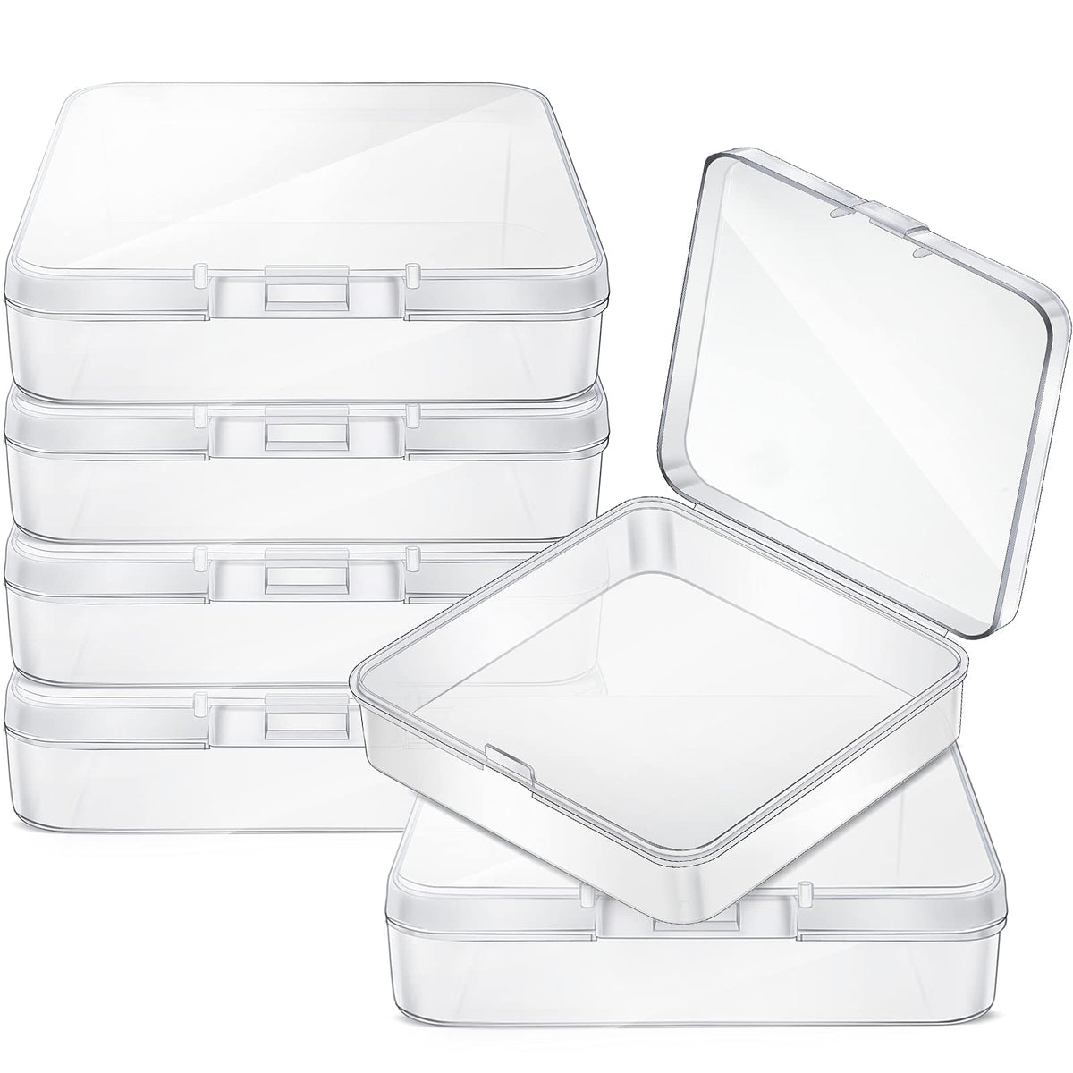 Jetec 6 Pieces Small Clear Plastic Storage Box, 3.3 x 2.1 x 1 Inch