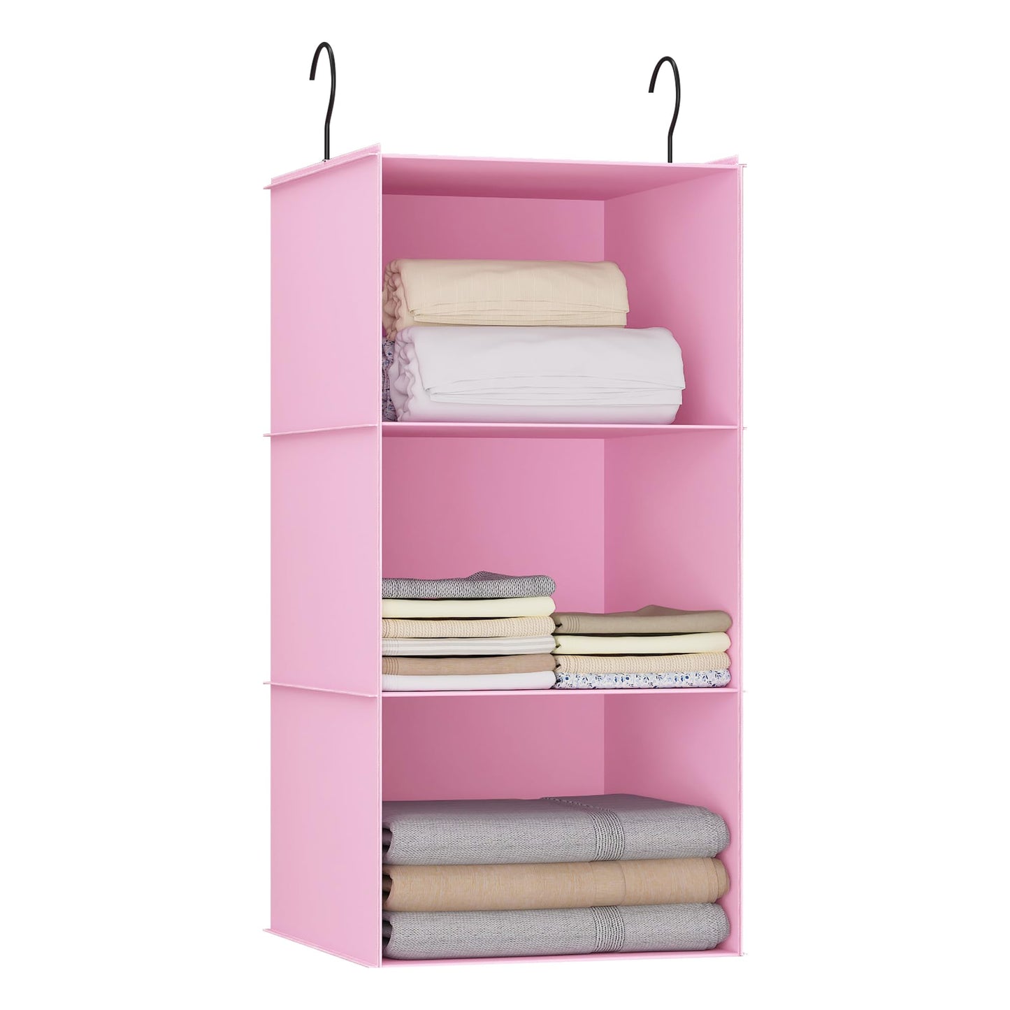 Hanging Closet Organizer 3-Shelf, Oxford Fabric Wardrobe Storage, Gray