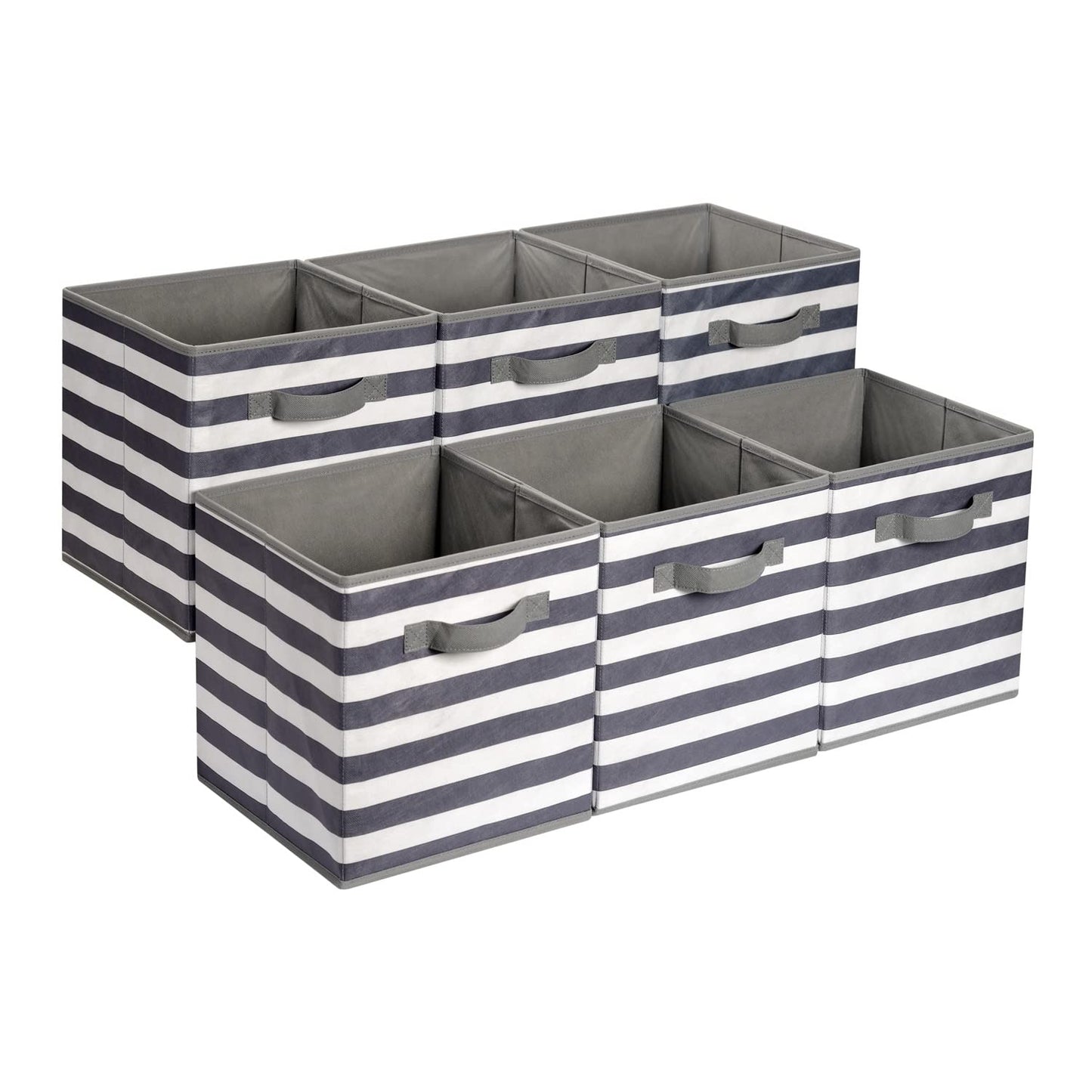 Amazon Basics Collapsible Fabric Storage Cube Bins Organizer with Handles for Organization and Organizing Solution, 13"x13"x13", Beige, 6-Pack