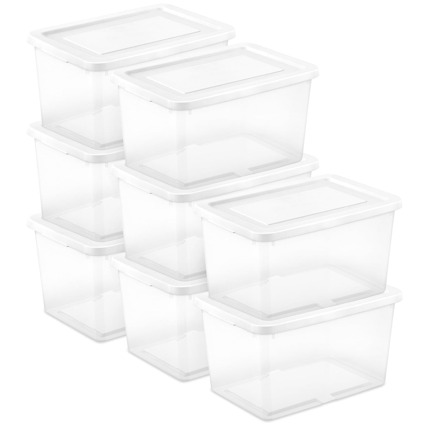 Sterilite Storage Boxes, Stackable Clear Plastic Bins, 6 Quart, 12-Pack