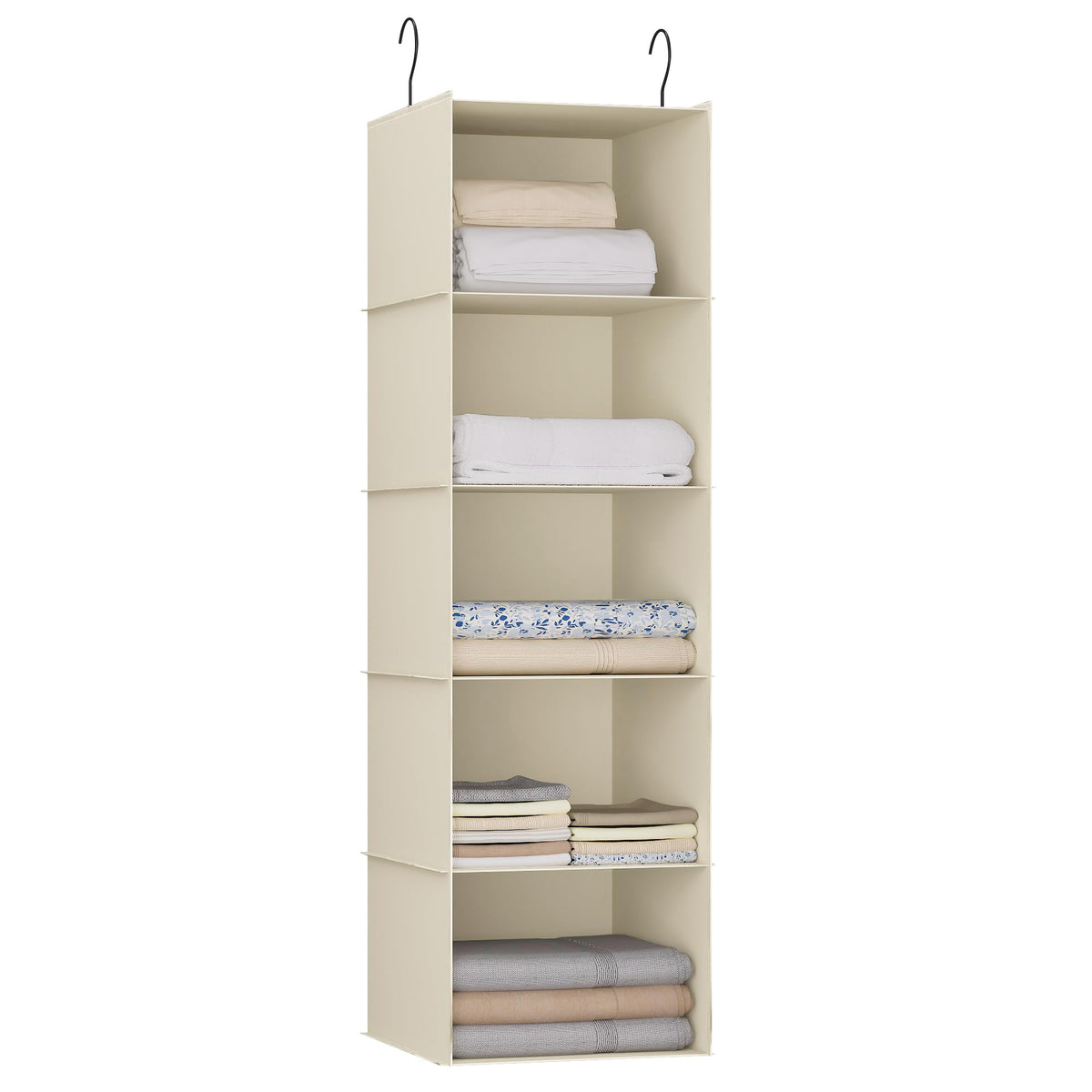 Hanging Closet Organizer 3-Shelf, Oxford Fabric Wardrobe Storage, Gray