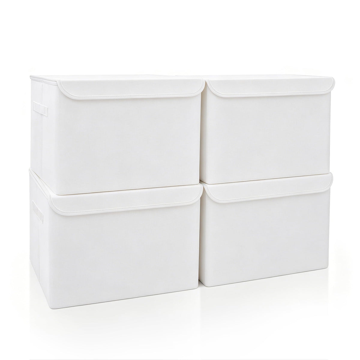 Bagnizer Large 22 Quart Linen Fabric Foldable Storage Bin Cube Organizer Basket with Flip-Top Lid & Handles, Clothes Blanket Box for Home, Office, Closet, Black, 4 Pack 14.6 x 9.5 x 9.5”