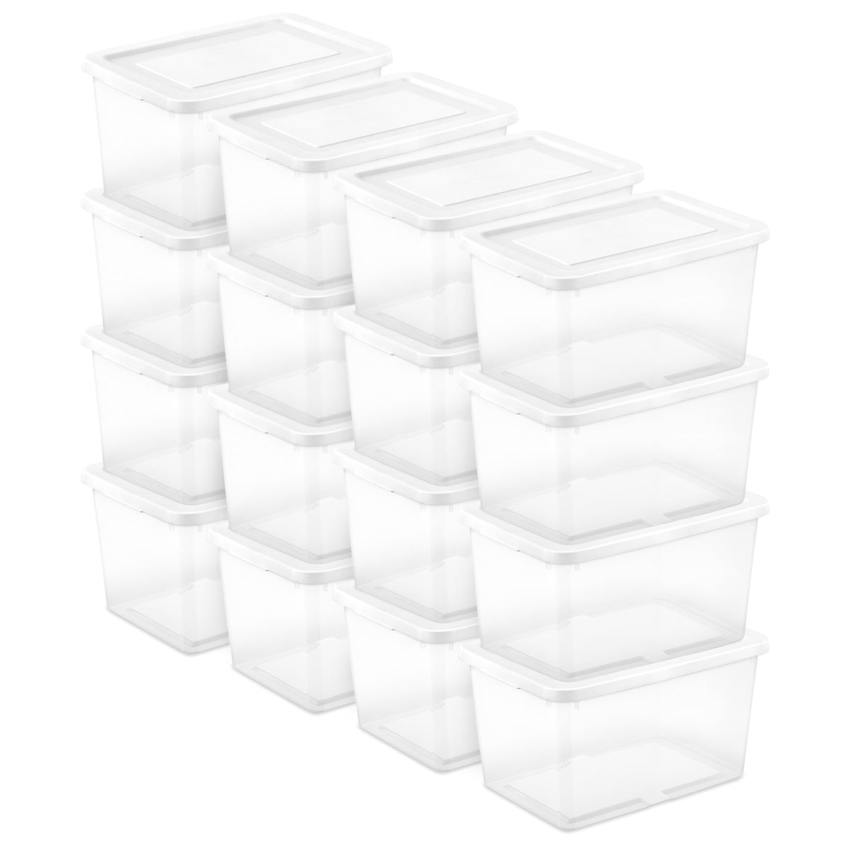 Sterilite Storage Boxes, Stackable Clear Plastic Bins, 6 Quart, 12-Pack