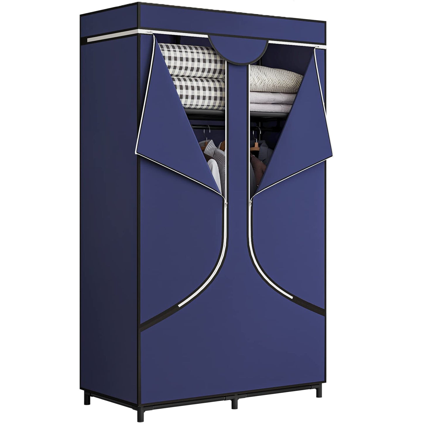SORCEDAS Wardrobe Closet with Hanging Rods and Shelves for Clothes Storage