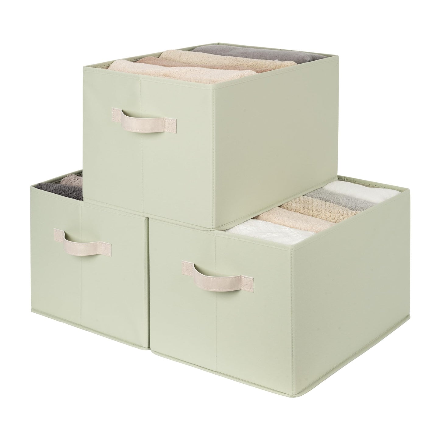 StorageWorks Closet Storage Bins, Beige, 3-Pack, Large