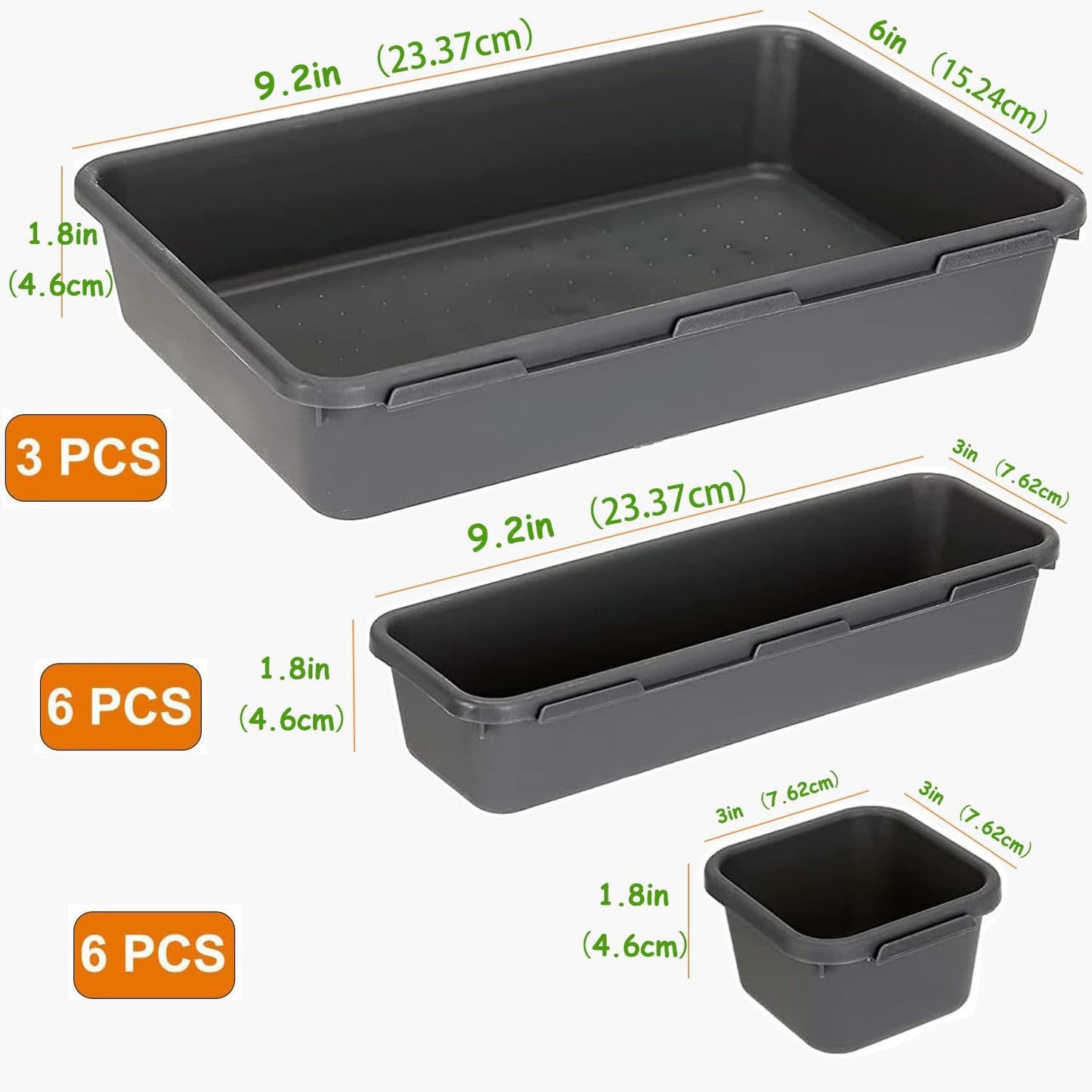Kutesna 15PCS Plastic Drawer Organizer, Versatile Desk Organizers Set