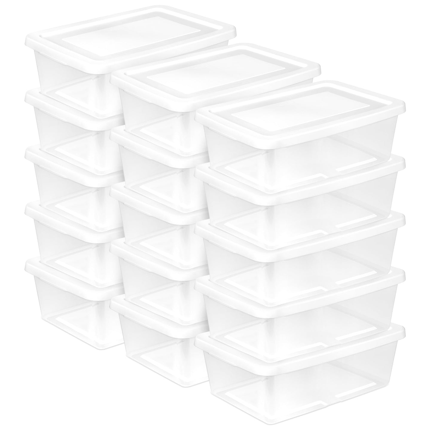 Sterilite Storage Boxes, Stackable Clear Plastic Bins, 6 Quart, 12-Pack