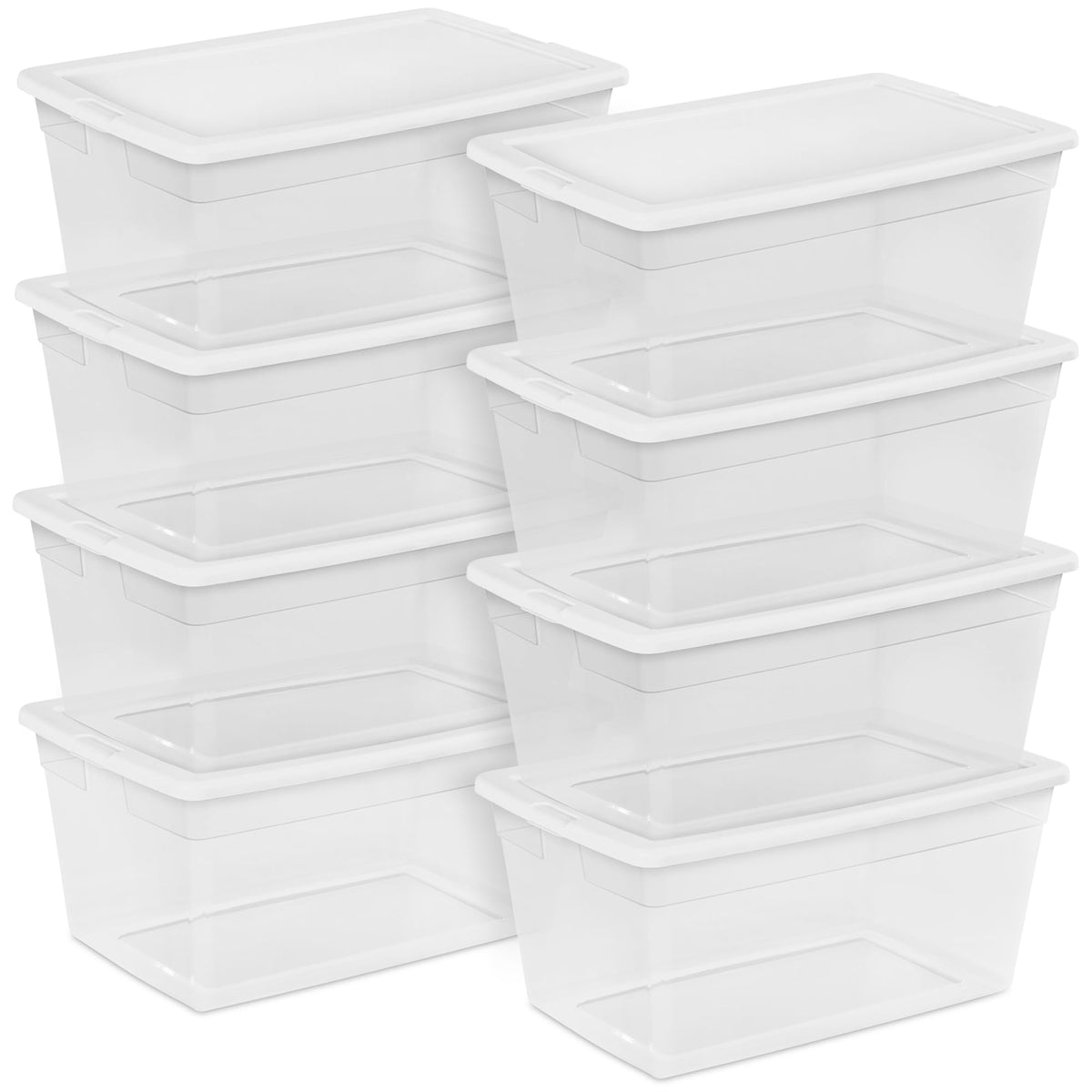 Sterilite Storage Boxes, Stackable Clear Plastic Bins, 6 Quart, 12-Pack