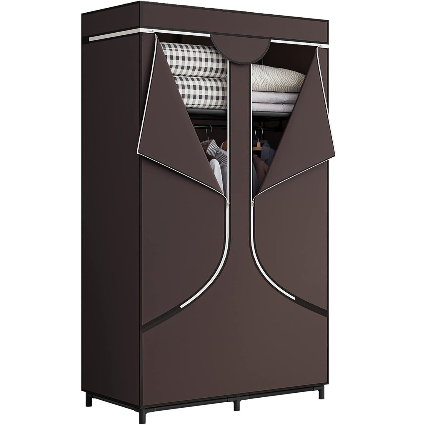 SORCEDAS Wardrobe Closet with Hanging Rods and Shelves for Clothes Storage