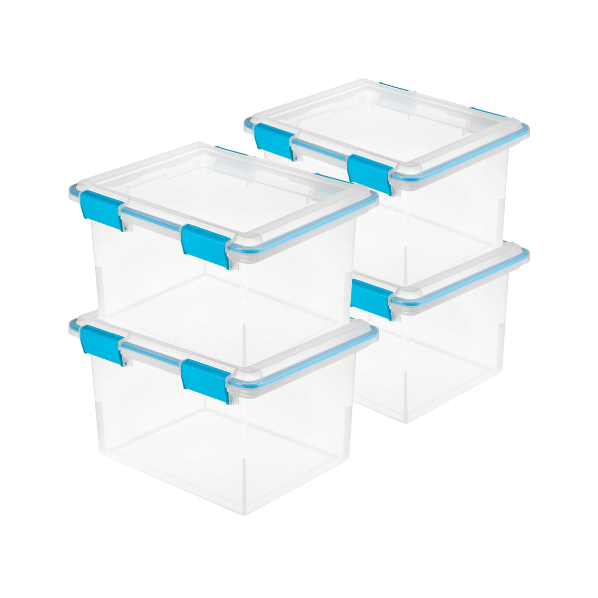 Sterilite 80 Qt Gasket Box, Stackable Storage Bin with Latching Lid and Tight Seal, Plastic Container to Organize Basement, Clear Base and Lid, 1-Pack