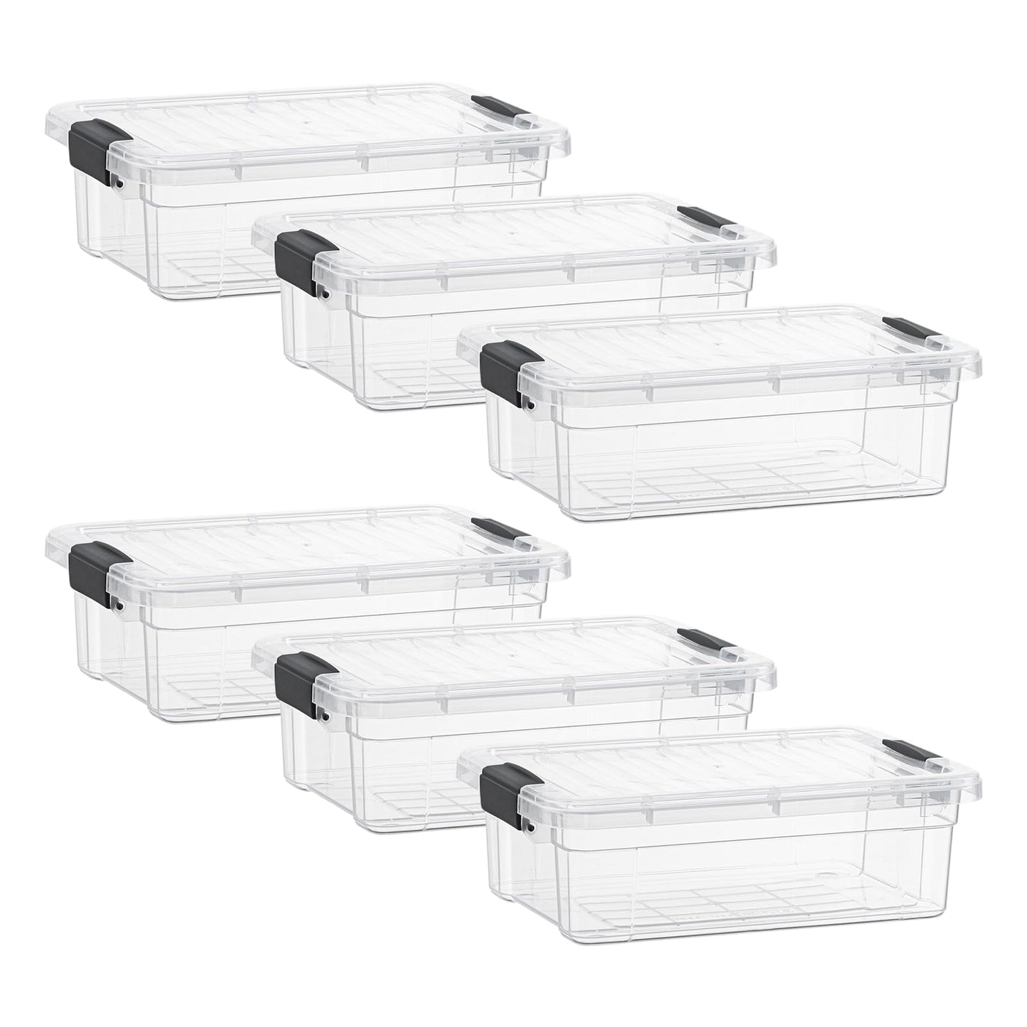 Superio Clear Plastic Storage Bins with Lid, 4.5 Quart Box, Organizing Containers, Stackable Plastic Tote for Home, Garage, Dorm, School, and Office