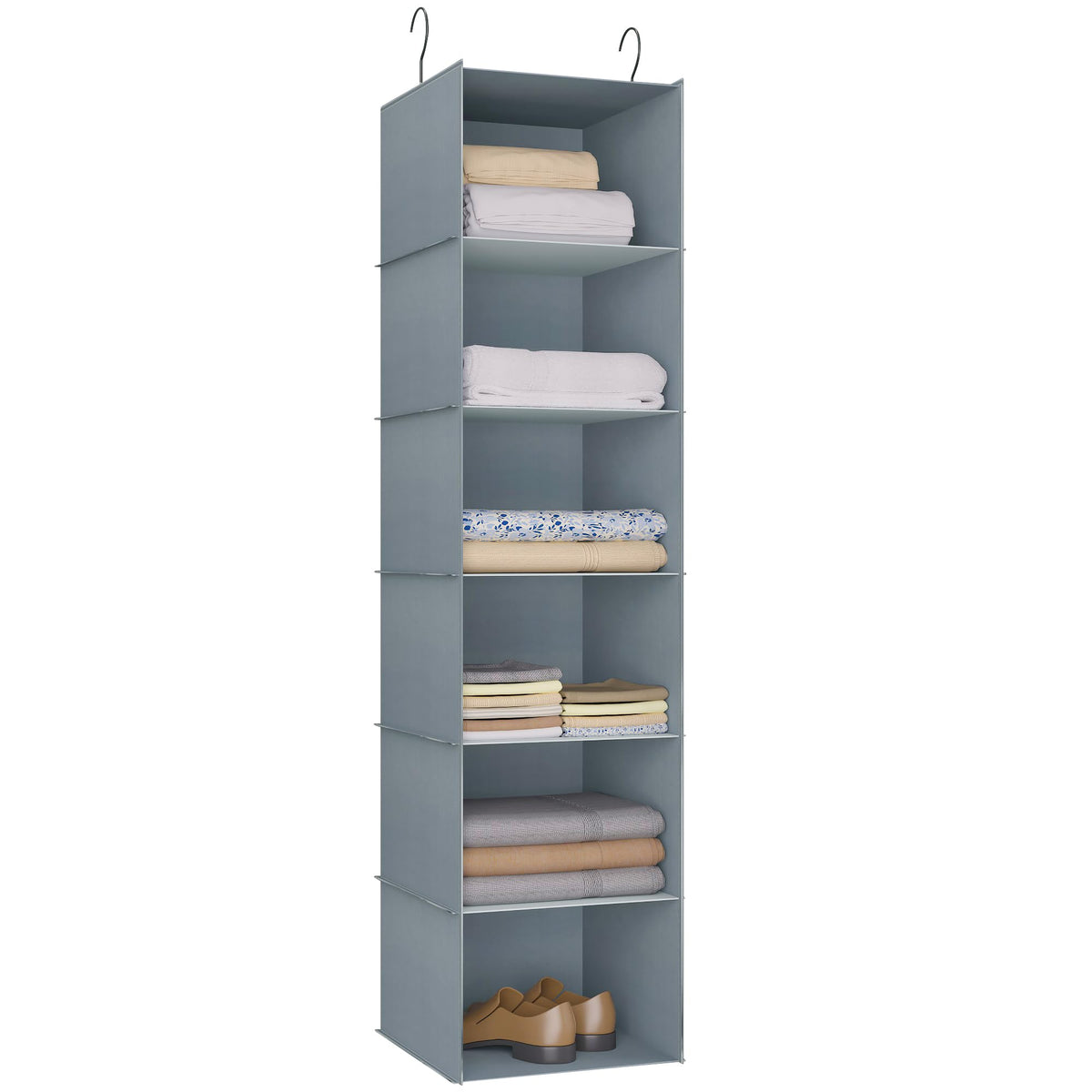 Hanging Closet Organizer 3-Shelf, Oxford Fabric Wardrobe Storage, Gray