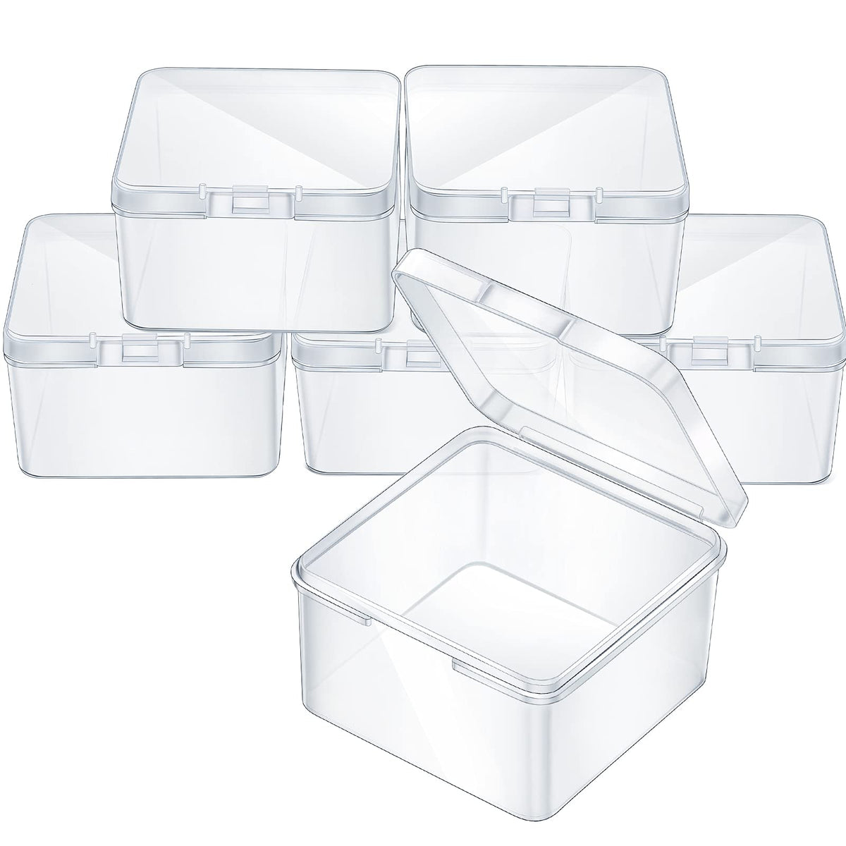 Jetec 6 Pieces Small Clear Plastic Storage Box, 3.3 x 2.1 x 1 Inch