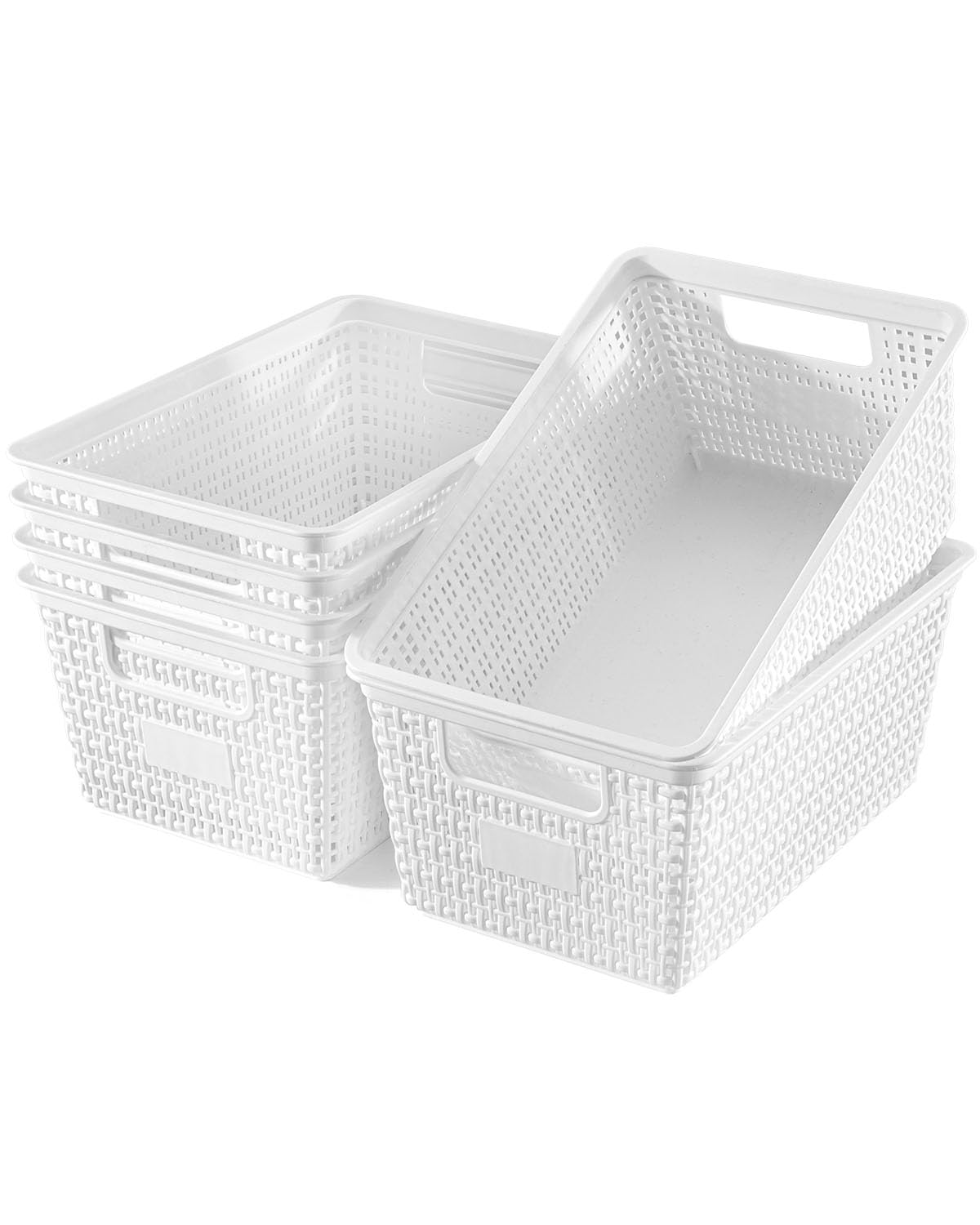 EOENVIVS Set of 6 Baskets For Organizing, Plastic Storage Bins and Small Basket for Organization and Storage Shelves Drawers Desktop Closet Playroom Classroom Office, Black