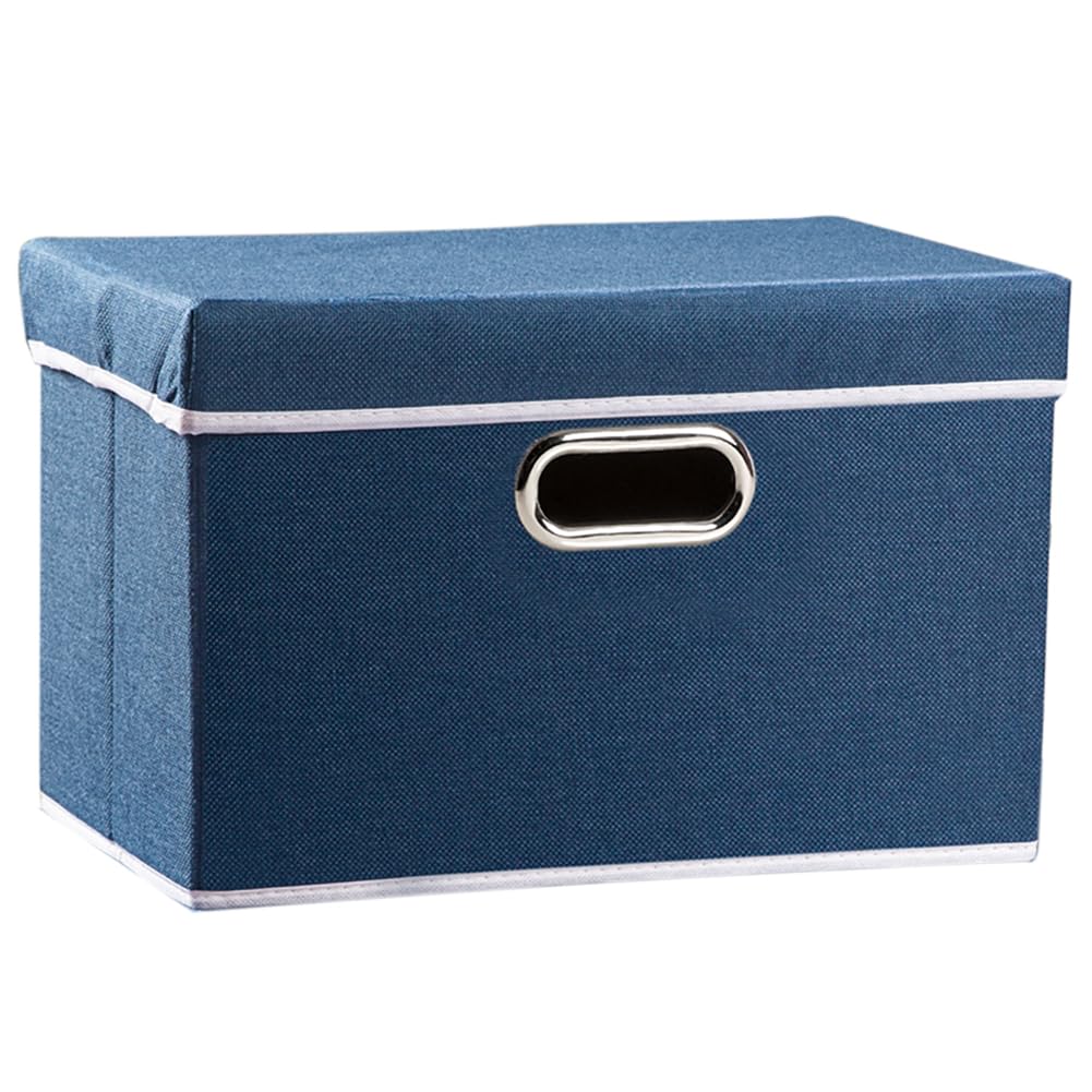 PRANDOM Large Collapsible Storage Bins with Lids [3-Pack] Jute Fabric Foldable Storage Boxes Organizer Containers Baskets Cube with Cover for Home Bedroom Closet Office Nursery (17.7x11.8x11.8)