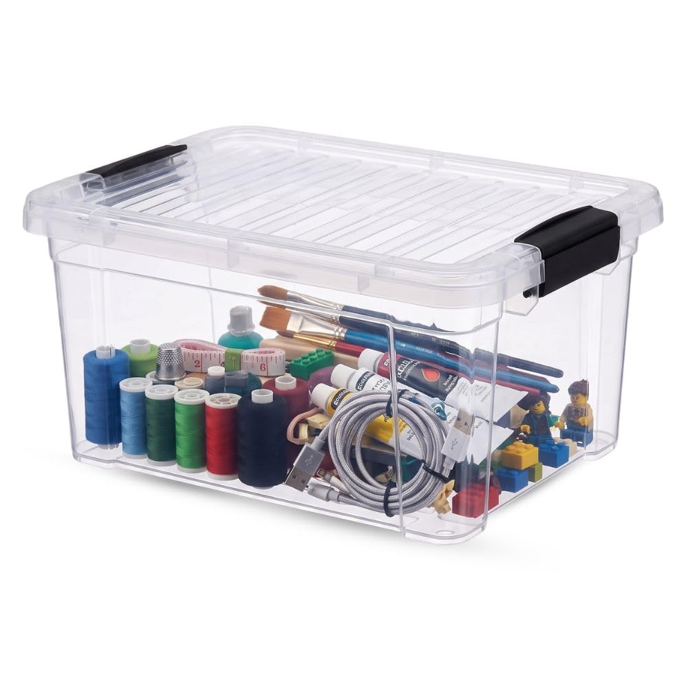 Superio 13.7 Quart Clear Plastic Storage Bin with Lid, Stackable Organizer Box, BPA-Free Storage Container for Home, Garage, School & Office, 1 Pack