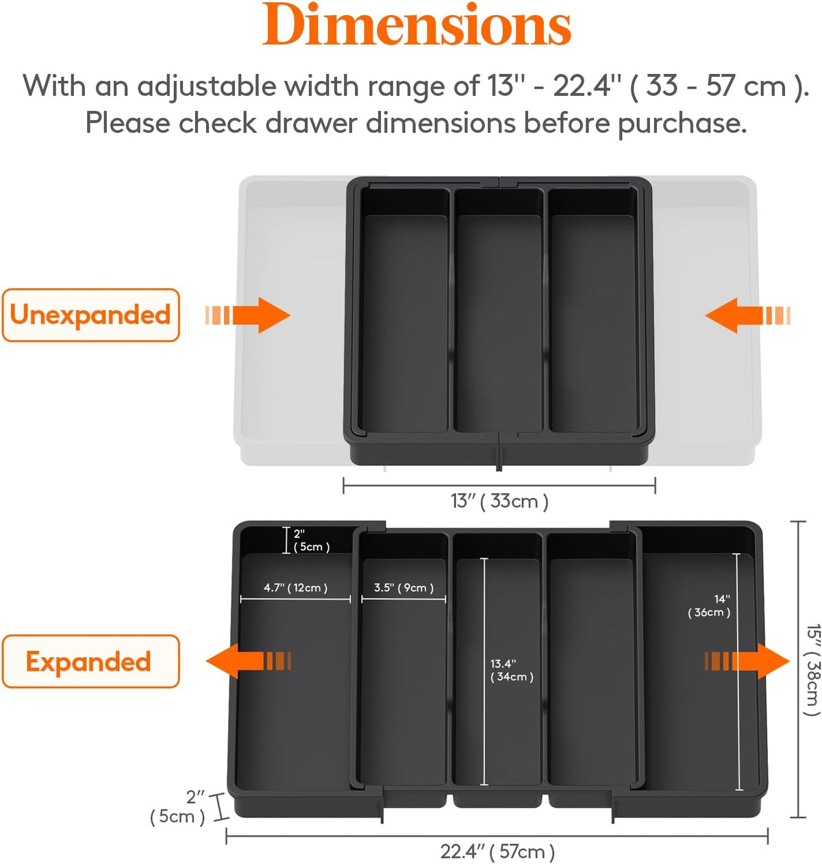 Lifewit Utensil Organizer for Kitchen Drawers, Expandable Utensil Tray