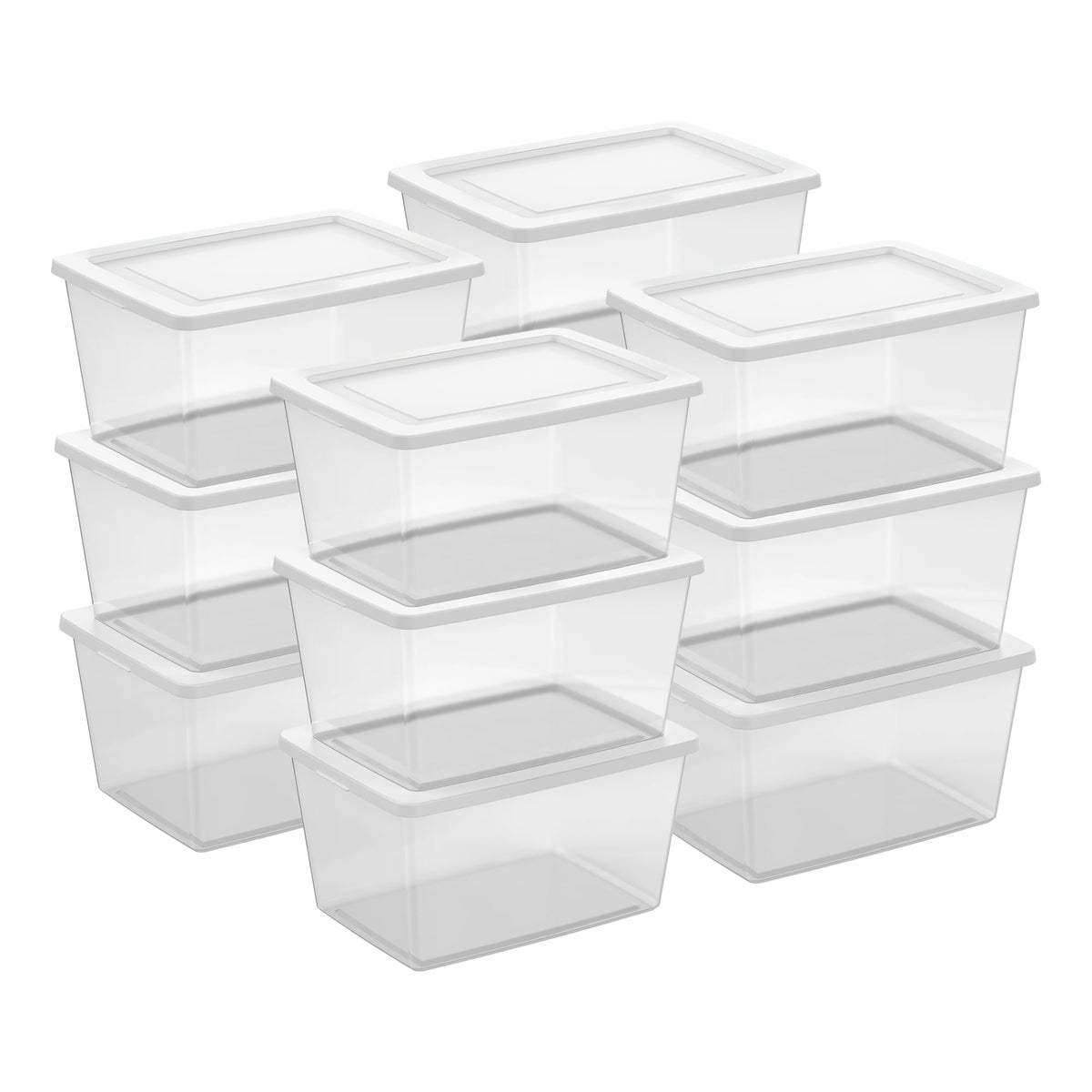 Sterilite Storage Boxes, Stackable Clear Plastic Bins, 6 Quart, 12-Pack