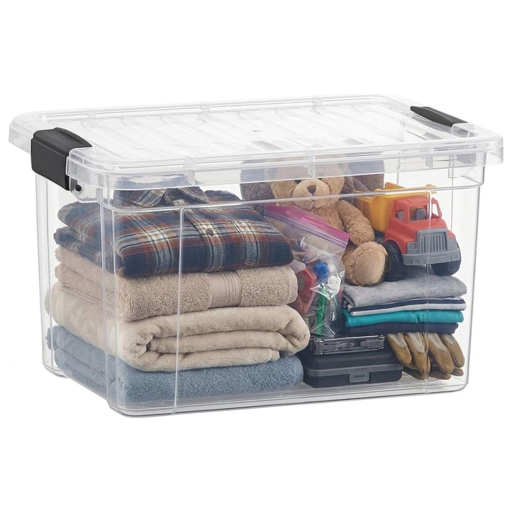 Superio Clear Plastic Storage Bins with Lid, 4.5 Quart Box, Organizing Containers, Stackable Plastic Tote for Home, Garage, Dorm, School, and Office