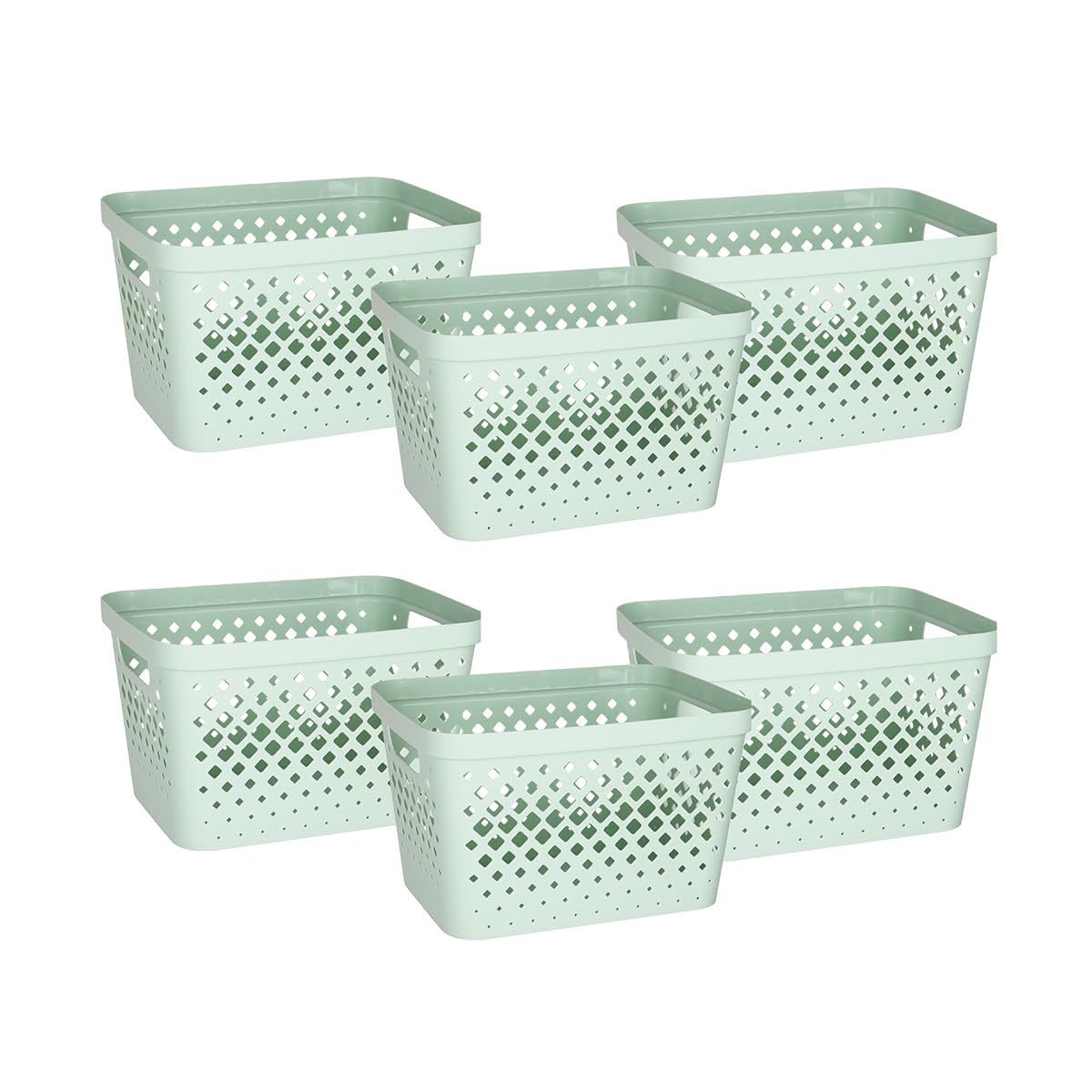 Glad Plastic Baskets for Organizing, Set of 6 | Pantry Storage for Under Counter, Linen Closet, and Bathroom | Nesting Shelf Bins with Handles, 1 Gallon, Sage