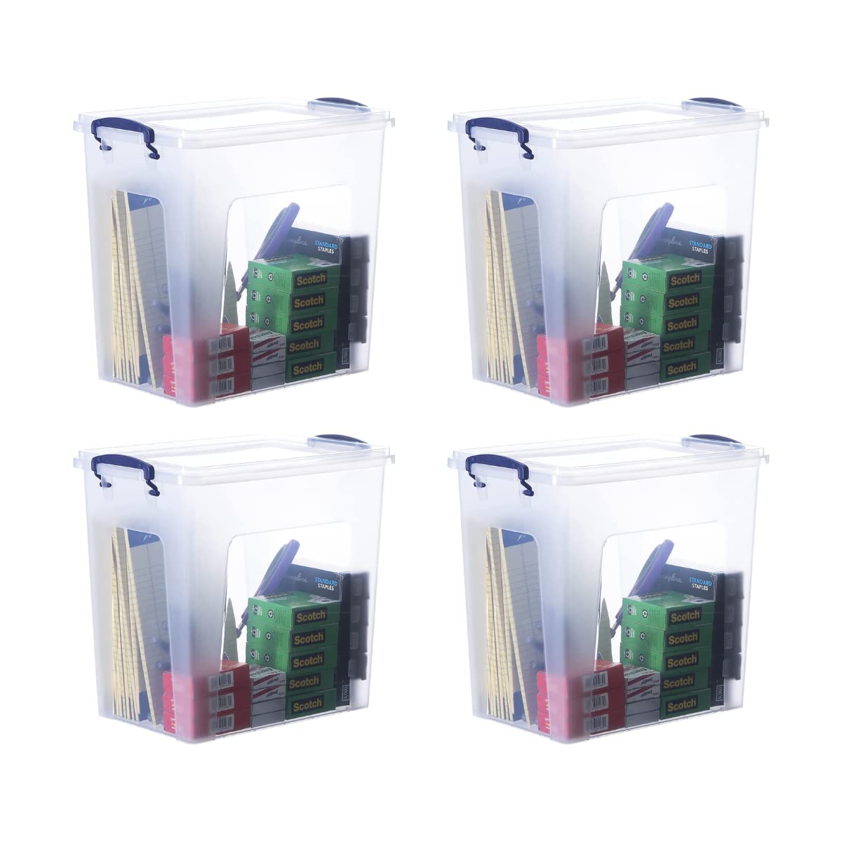Superio Clear Plastic Storage Bins with Lid, 4.5 Quart Box, Organizing Containers, Stackable Plastic Tote for Home, Garage, Dorm, School, and Office