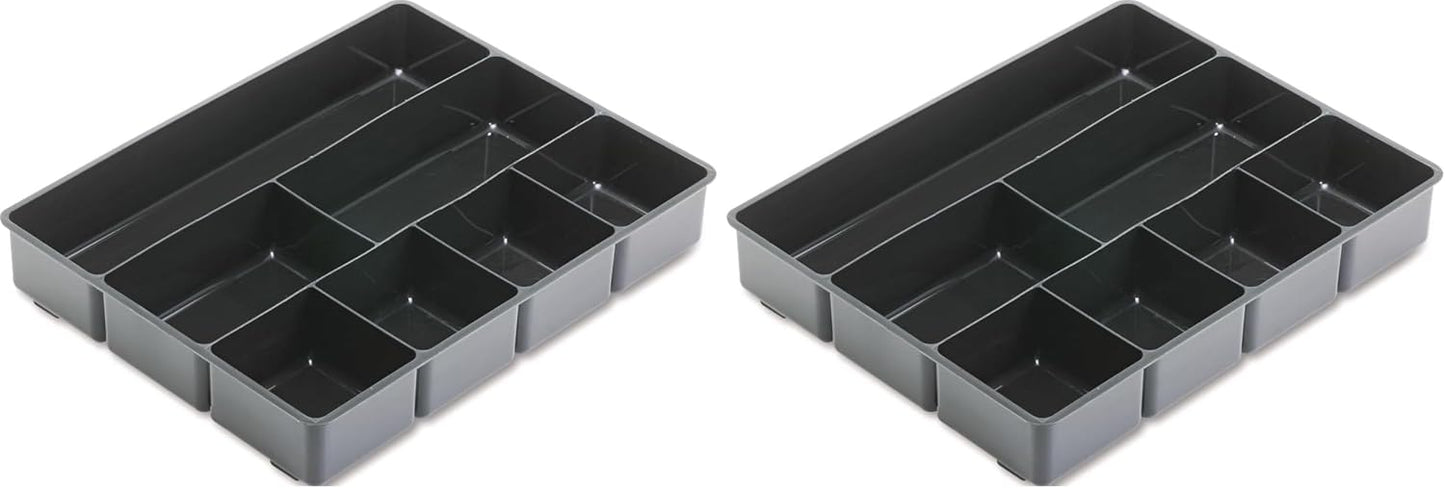 Rubbermaid Extra Deep Desk Drawer Director Tray, Plastic, 11.875 x 15 x 2.5 Inches, Black