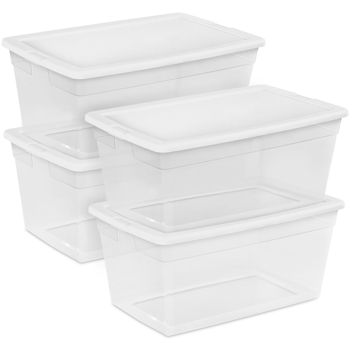 Sterilite Storage Boxes, Stackable Clear Plastic Bins, 6 Quart, 12-Pack
