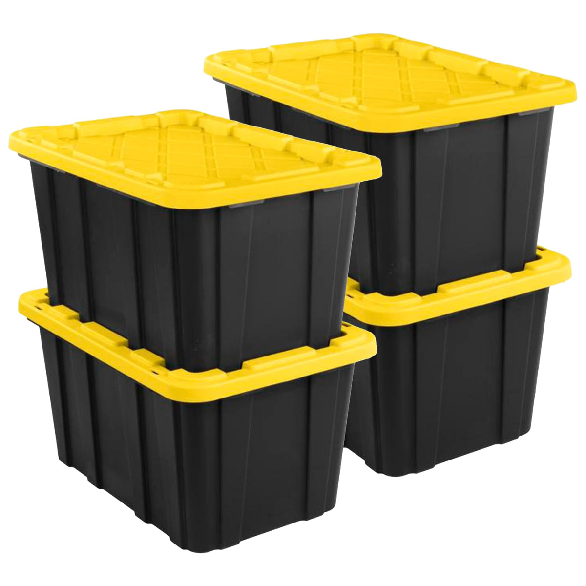 Sterilite Industrial Storage Tote with Lids for Garage, 27 Gallon, 4-Pack