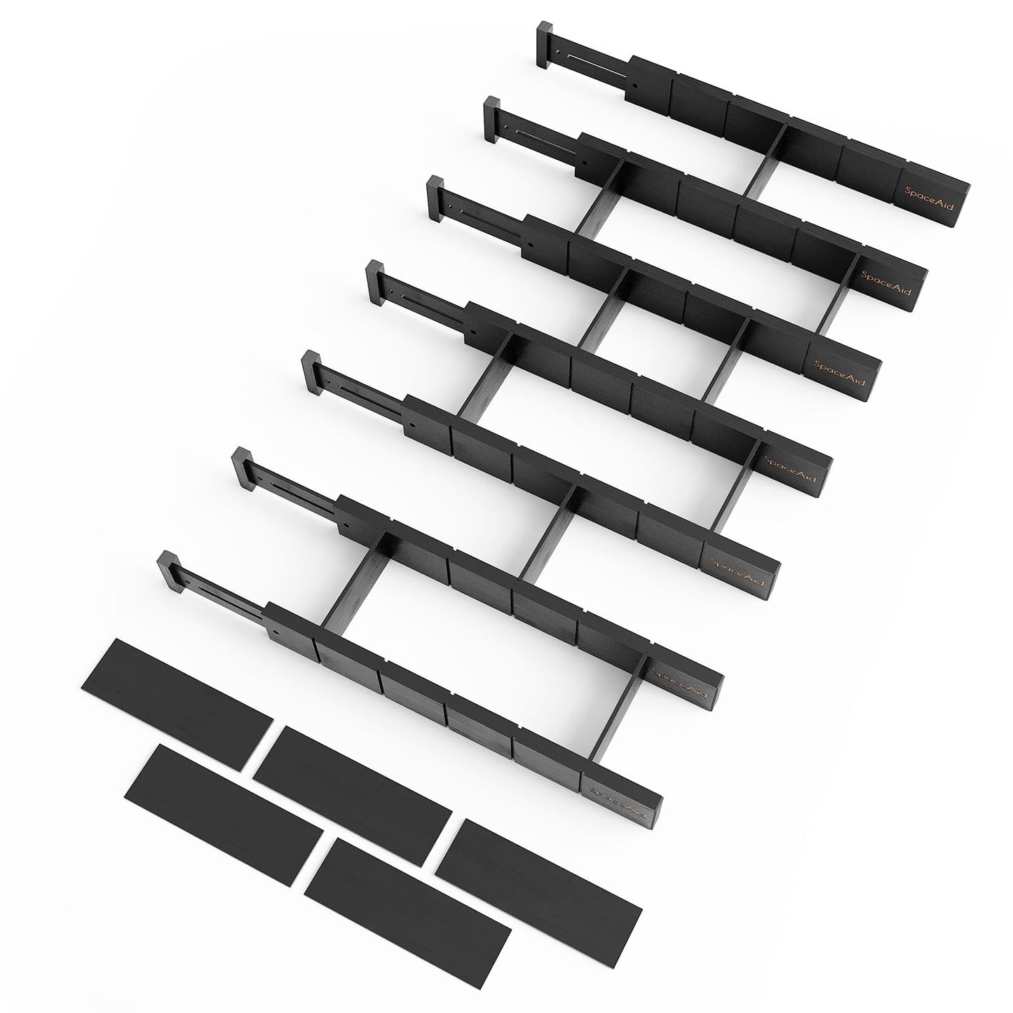 SpaceAid Bamboo Drawer Dividers with Inserts and Labels, Kitchen Adjustable Drawer Organizers, Expandable Organization for Home, Office, Dressers, 4 Dividers with 9 Inserts (17"-22" Natural)