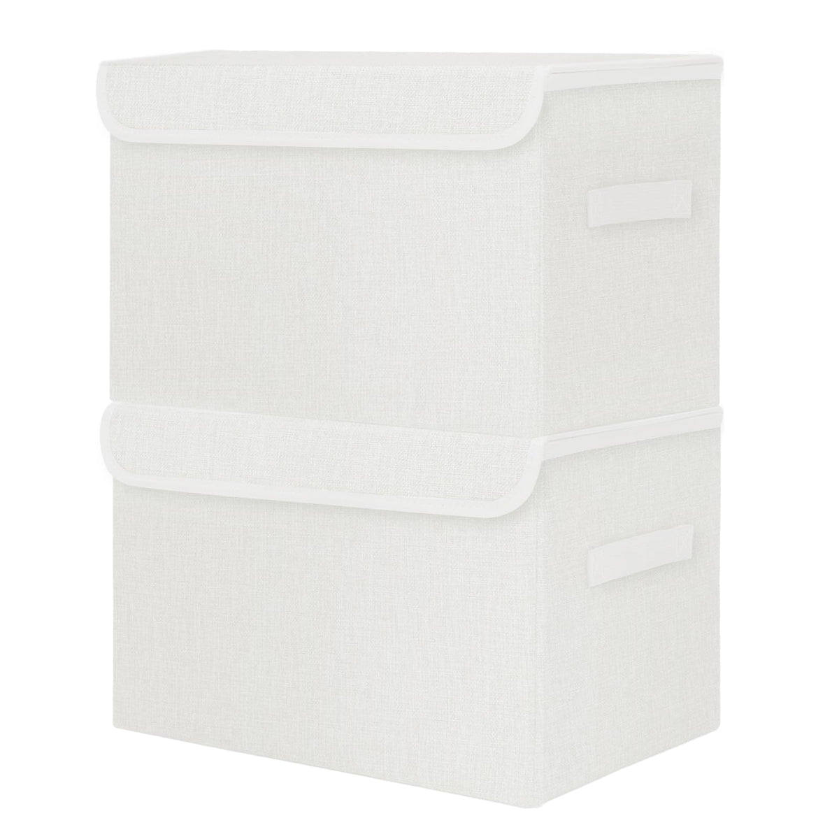 Bagnizer Large 22 Quart Linen Fabric Foldable Storage Bin Cube Organizer Basket with Flip-Top Lid & Handles, Clothes Blanket Box for Home, Office, Closet, Black, 4 Pack 14.6 x 9.5 x 9.5”