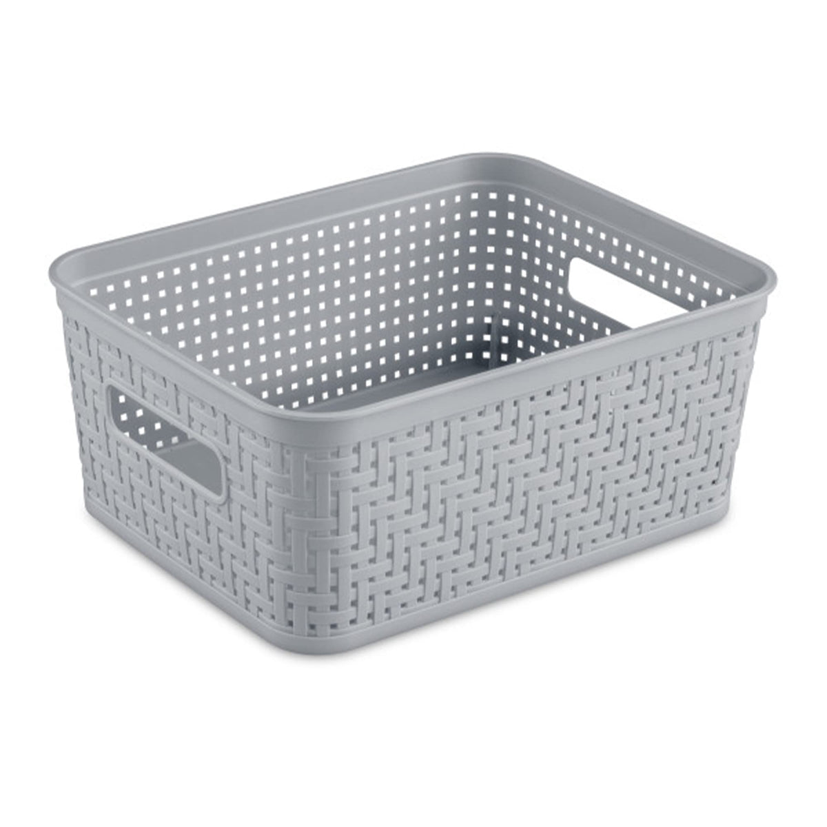 Sterilite Tall Basket, Woven Plastic Storage Organizer Bin, Cement, 6-Pack