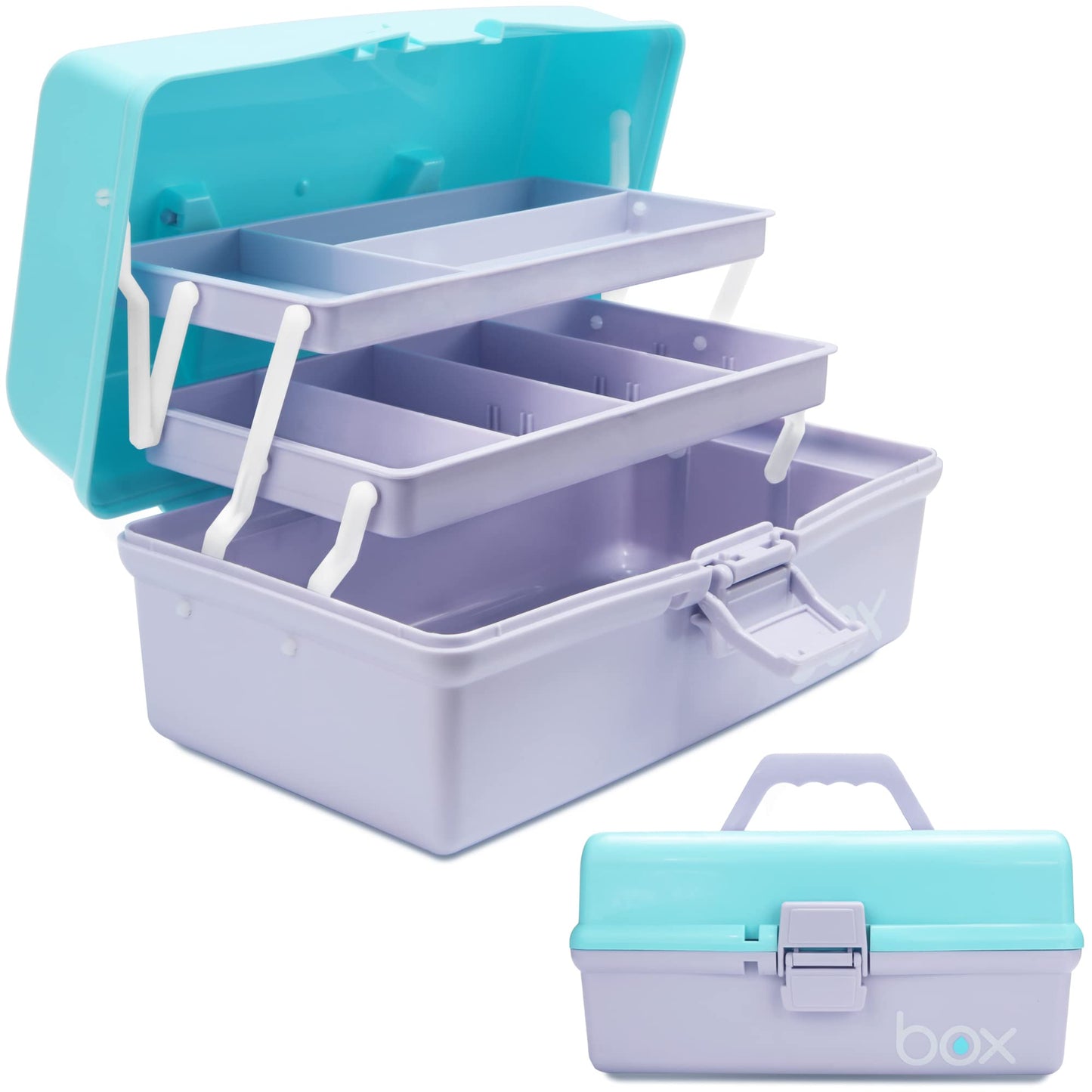 TERGOO 12in 3-Layer Plastic Craft Organizers and Storage, Portable Folding Tackle Box with Handle & Adjustable Dividers, Multipurpose Case for Sewing, Art Supplies, Medicine, Tools (Pink)