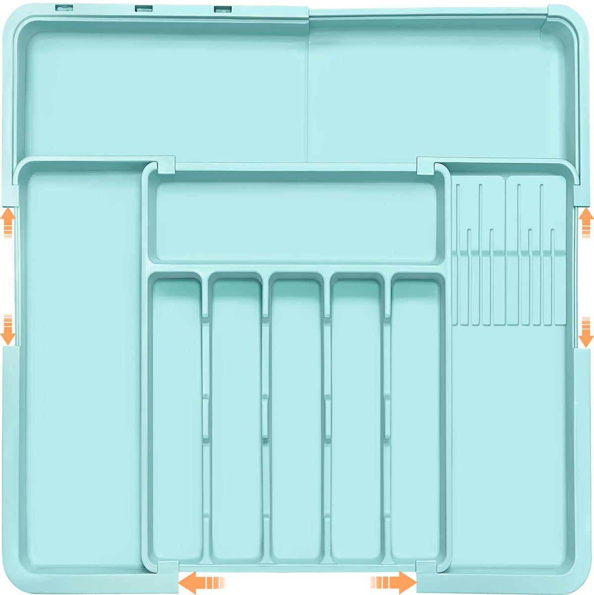 Homecor Silverware Organizer - Expandable Large Kitchen Drawer Organizer Utensil Organizer with 2 Removable Knife Blocks, 22"x 19"Cutlery Tray Drawer Dividers for Kitchen Flatware(6-9 Slots) (Black)