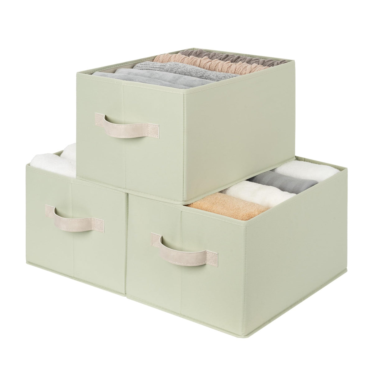 StorageWorks Closet Storage Bins, Beige, 3-Pack, Large