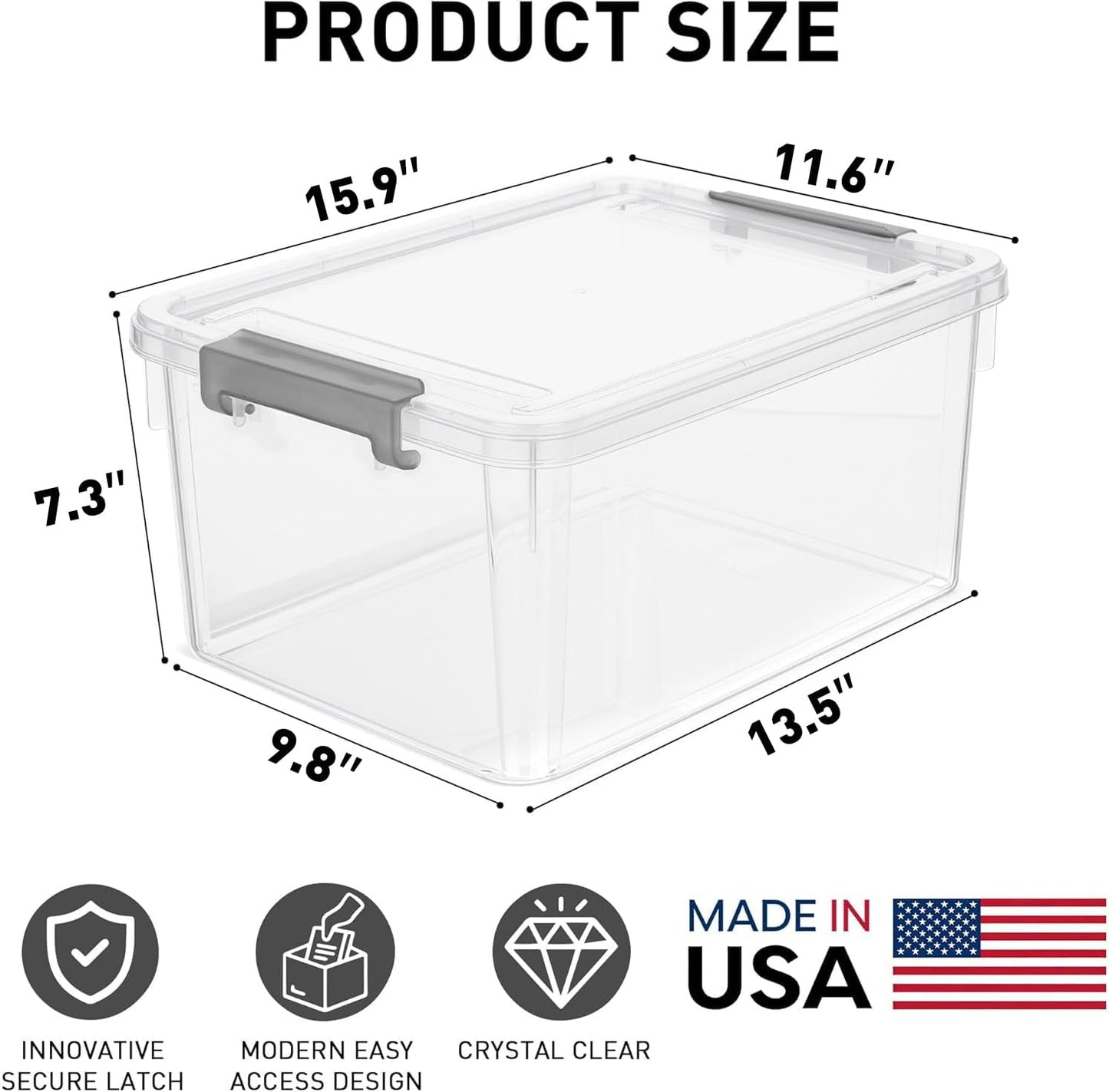 Citylife 17 QT Clear Storage Bins with Lids 1 Pack Plastic Storage Bins