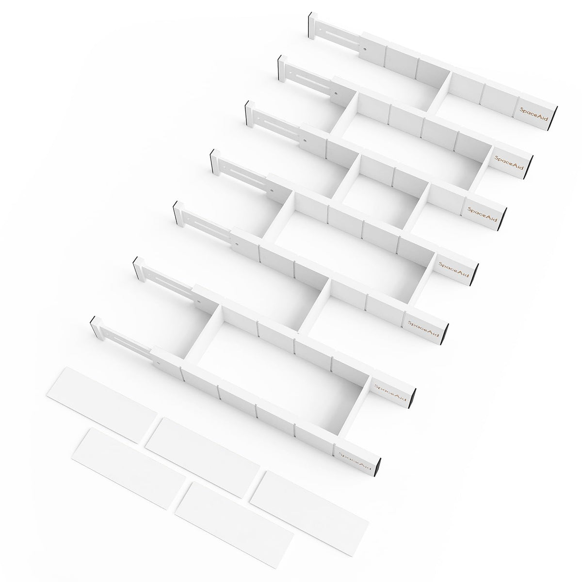 SpaceAid Bamboo Drawer Dividers with Inserts and Labels, Kitchen Adjustable Drawer Organizers, Expandable Organization for Home, Office, Dressers, 4 Dividers with 9 Inserts (17"-22" Natural)