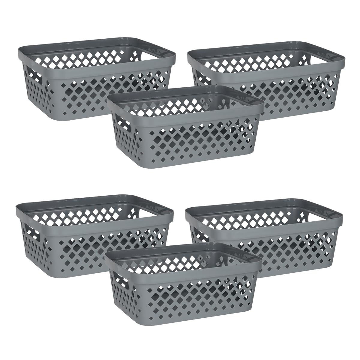 Glad Plastic Baskets for Organizing, Set of 6 | Pantry Storage for Under Counter, Linen Closet, and Bathroom | Nesting Shelf Bins with Handles, 1 Gallon, Sage