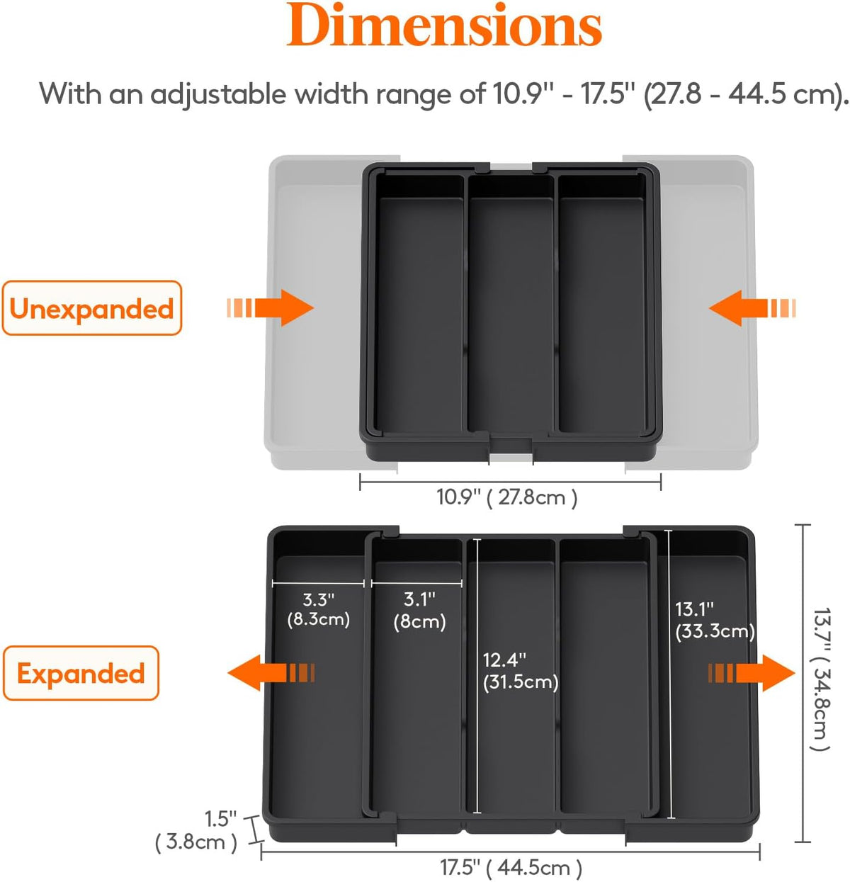 Lifewit Utensil Organizer for Kitchen Drawers, Expandable Utensil Tray